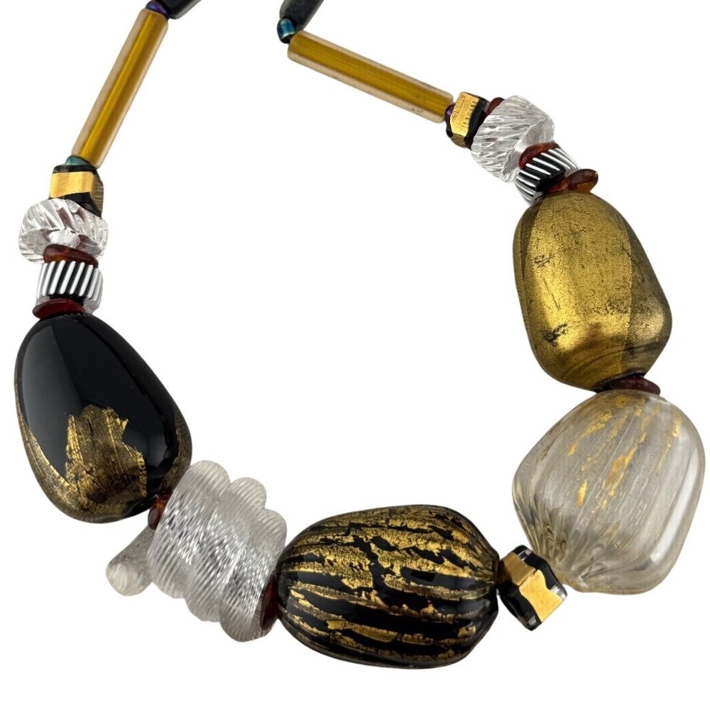 Vintage Murano Glass Multicolor Bead Necklace